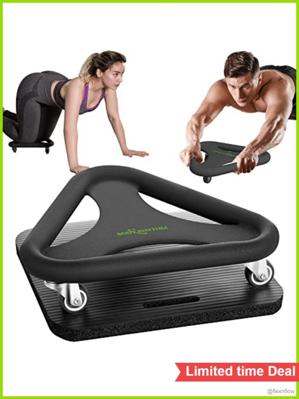 Triangular Ab Wheel Roller Core Workout Trainer with Knee Mat Stainless Steel